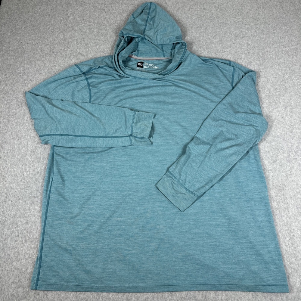 SAXX DropTemp All Day Cooling Performance Hoodie Men's XXL Blue UPF 50 Stretch